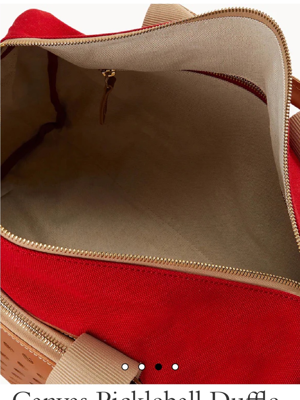 Dooney & Bourke Red Canvas Pickleball Duffel with Tan Leather Pouch - Picture 4 of 4